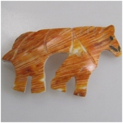 Spiny Oyster Orange Shell carved horse bead fetish pendant 38 to 43mm (N)