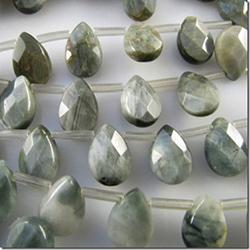 Eagle Eye Jasper faceted drop briolette gemstone beads (N) 11.8 to 12.2mm CLOSE OUT!