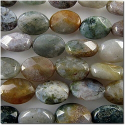 Fancy Jasper faceted oval gemstone beads (N) 13.7 to 14mm