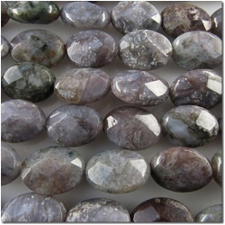 Fancy Jasper soft lavender faceted oval gemstone beads (N) 14.7 to 15.7mm