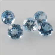4 Sky Blue Topaz faceted round loose cut gemstones (I) approx 5mm