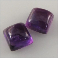 2 Amethyst puff square cabochon loose cut gemstones (N) Approximate size 7mm