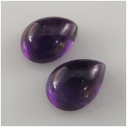 2 Amethyst pear cabochon loose cut gemstones (N) 7 x 10mm CLOSEOUT