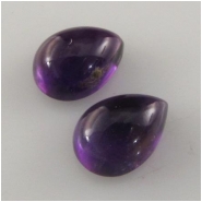 2 Amethyst pear cabochon loose cut gemstones (N) 6 x 9mm CLOSEOUT