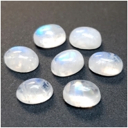 5 Rainbow Moonstone Oval Cabochon Loose Cut Gemstone (N) Approximate size 4.85 to 5.20mm x 7.06 to 7.42mm