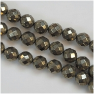 Pyrite Faceted Round Gemstone Beads (N) 12mm 8 inches