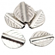 1 Karen Hill Tribe Silver Stamped Leaf Shape Bead 13.5 x 16.6mm