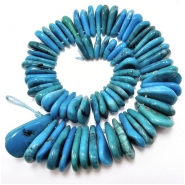 Hubei Turquoise Old Stock Side Drilled Graduated Teardrop Gemstone Beads (S) 7.3 x 11.5mm to 13.4 x 22.4mm 9 inches