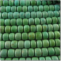 Turquoise Campitos green AA cut pueblo drum gemstone beads (S) 4.8 to 5mm