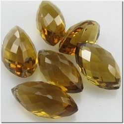 1 Cognac Quartz faceted triangle marquise cut briolette gemstone bead (N) 16.3 to 17.5mm