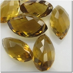 1 Cognac Quartz faceted triangle marquise cut briolette gemstone bead (N) 14 to 15.8mm