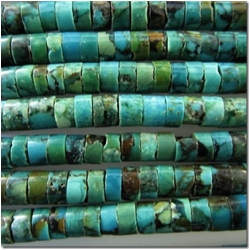 Turquoise Hubei heishi gemstone beads (P) 4 to 4.3mm