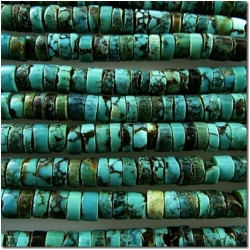 Turquoise Hubei heishi gemstone beads (P) 4.1 to 4.4mm