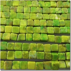 Turquoise Chinese yellow green cube gemstone beads (DS) 4.1 to 4.4mm
