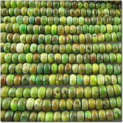 Turquoise Chinese yellow green rondelle gemstone beads (DS) 4.4 to 4.6mm