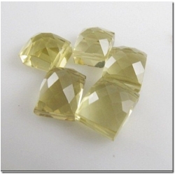 1 Lemon Quartz faceted one side double drilled rectangle gemstone bead (H) 9 to 10.8mm