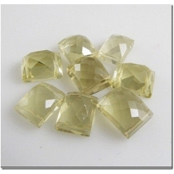 1 Lemon Quartz faceted one side double drilled rectangle gemstone bead (H) 9.5 to 11.1mm