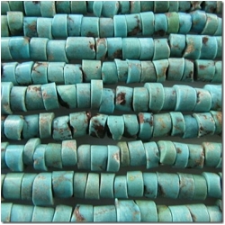 Turquoise Ma an Shan red skin heishi gemstone beads (S) 3.6 to 4.6mm