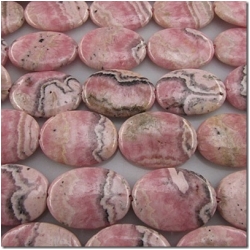 Rhodochrosite oval gemstone beads (N) 24.3 to 25mm