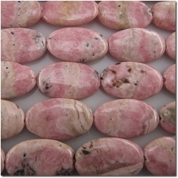 Rhodochrosite long oval gemstone beads (N) 24.7 to 25.2mm