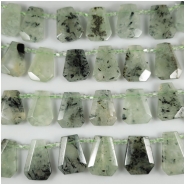 3 Prehnite Faceted Trapezoid Ladder Gemstone Pendant Beads (N) 18.7 x 24.7mm to 22.9 x 30.1mm  CLOSEOUT