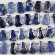 3 Sodalite Faceted Trapezoid Ladder Gemstone Pendant Beads (N) Approximate Size 16 x 23mm to 21 x 30mm