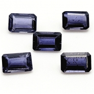 2 Iolite Faceted Octagon Loose Cut Gemstones (N) 4 x 6mm