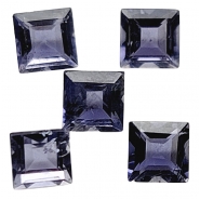 2 Iolite Faceted Square Loose Cut Thick Gemstones (N) 5mm