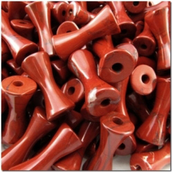 10 Red Jasper big hole hourglass gemstone bead (N) 10mm