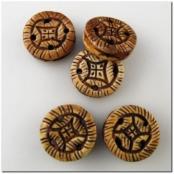 1 Bone big hole carved coin bead 18mm CLOSE OUT!
