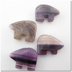 1 Fluorite bear fetish pendant bead (N) 30mm