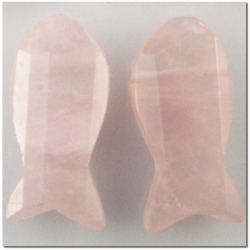 1 Rose Quartz faceted briolette fish fetish pendant gemstone bead (D) 20mm