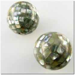 1 Shell mosaic round gemstone bead 28mm CLOSE OUT!
