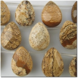 Picture Jasper faceted drop briolette gemstone beads (N) 18mm