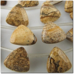 Picture Jasper faceted triangle briolette gemstone beads (N) 12mm