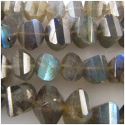 1 Labradorite faceted puff irregular square gemstone bead (N) 6 to 8mm