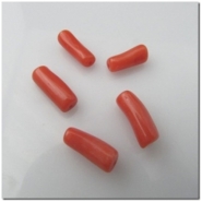 1 Mediterranean Soft Red Coral tube gemstone beads (N) 10 to 12mm