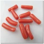 1 Mediterranean Soft Red Coral tube gemstone beads (N) 13 to 14.5mm