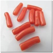 1 Mediterranean Soft Red Coral tube gemstone beads (N) 15 to 17mm
