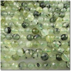 Prehnite faceted round gemstone beads (N) 6mm