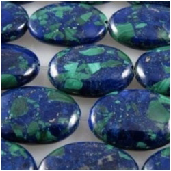 14 AA Azurite Lapis Malachite oval 14mm gemstone beads (P)