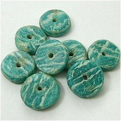 1 Amazonite Russian hand rolled rondelle 16 to 17mm gemstone bead (N)