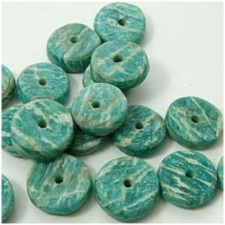 1 Amazonite Russian hand rolled rondelle One 14 to 15mm gemstone bead (N)
