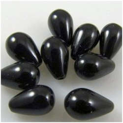 8 Arizona Black Jade half drilled tear drop 9mm gemstone beads (N)