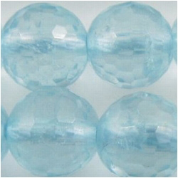 1 Topaz blue micro faceted round gemstone bead 6 mm (IH)