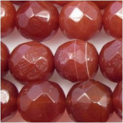 Carnelian faceted round 10mm gemstone beads (H)