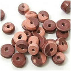 1 Catlinite Pipestone hand rolled rondelle 7  to  9mm gemstone big hole bead (N)