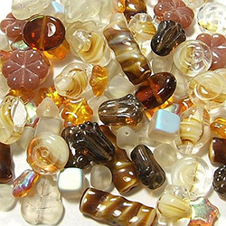 Czech Brown Mix Autumn Glass bead Medley