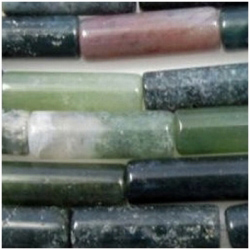 Fancy Jasper tube 13mm gemstone beads (N)