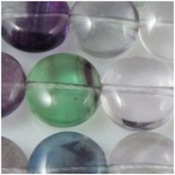 Fluorite AA puff coin 10mm gemstone bead